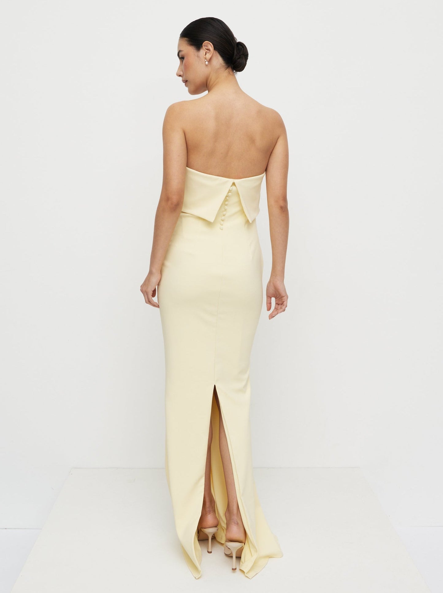 Julia Strapless Crepe Maxi Dress - Lemon