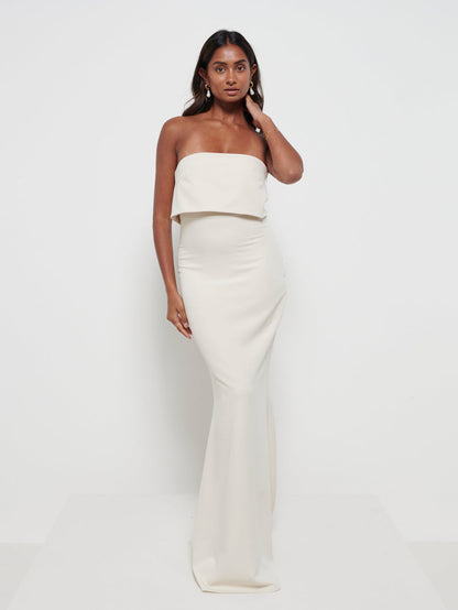Julia Crepe Maxi Bridesmaid Dress - Champagne