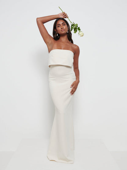 Julia Crepe Maxi Bridesmaid Dress - Champagne