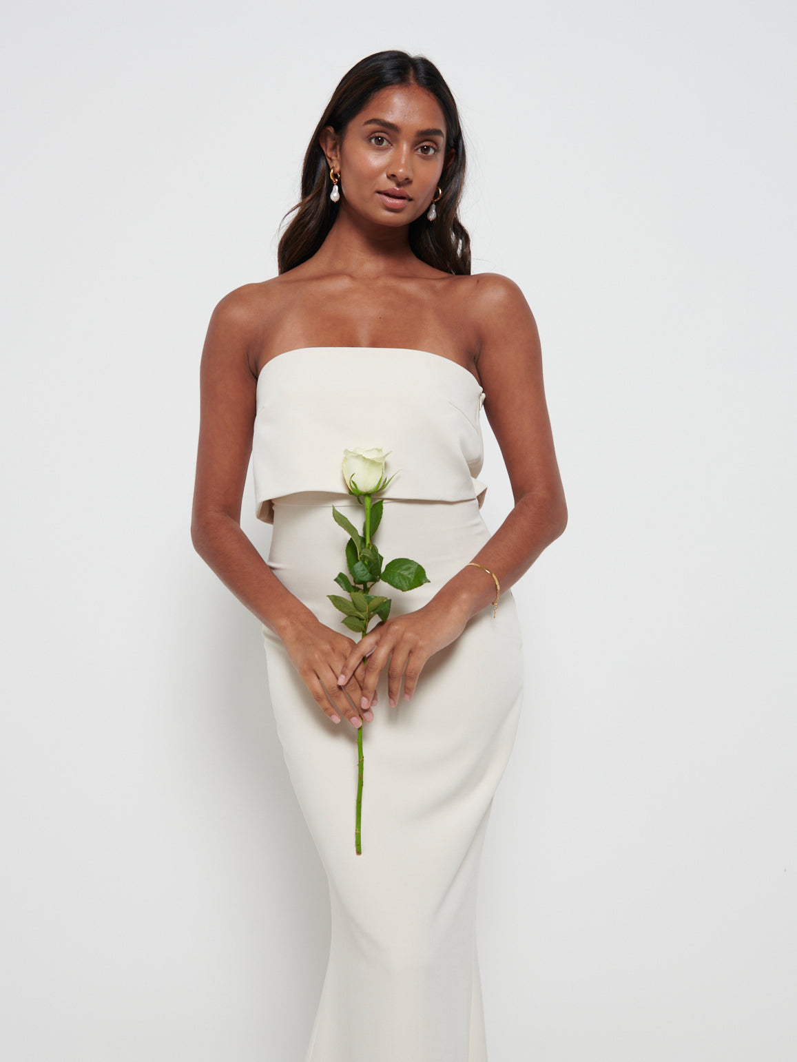 Julia Crepe Maxi Bridesmaid Dress - Champagne