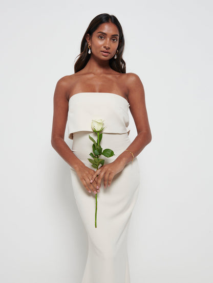 Julia Crepe Maxi Bridesmaid Dress - Champagne