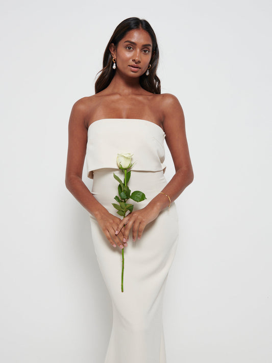 Julia Crepe Maxi Bridesmaid Dress - Champagne