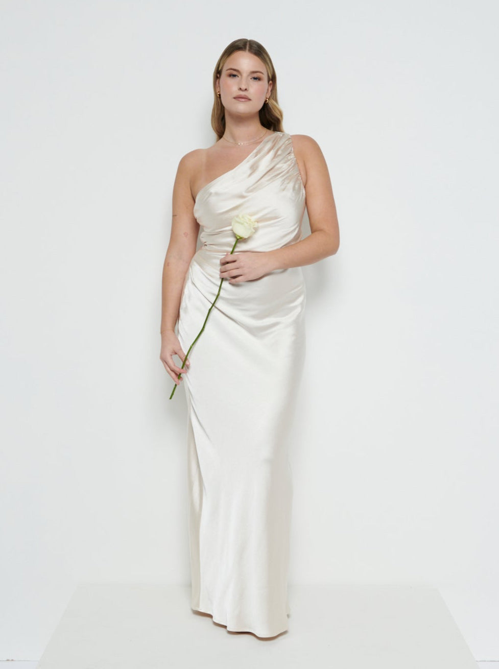 Juliet Ruched Maxi Bridesmaid Dress - Matte Champagne