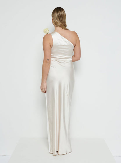 Juliet Ruched Maxi Bridesmaid Dress - Matte Champagne