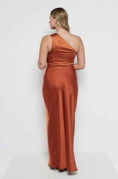 Juliet Ruched Maxi Bridesmaid Dress - Copper