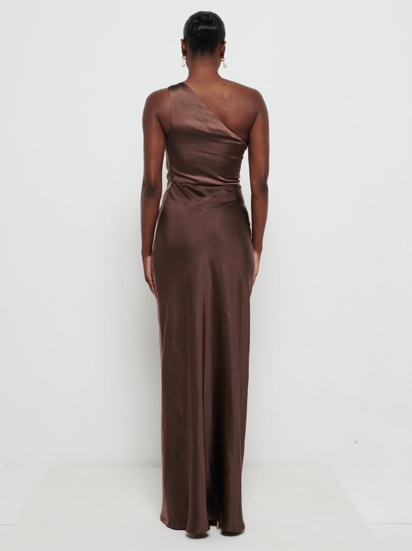 Juliet Ruched Maxi Bridesmaid Dress - Chocolate