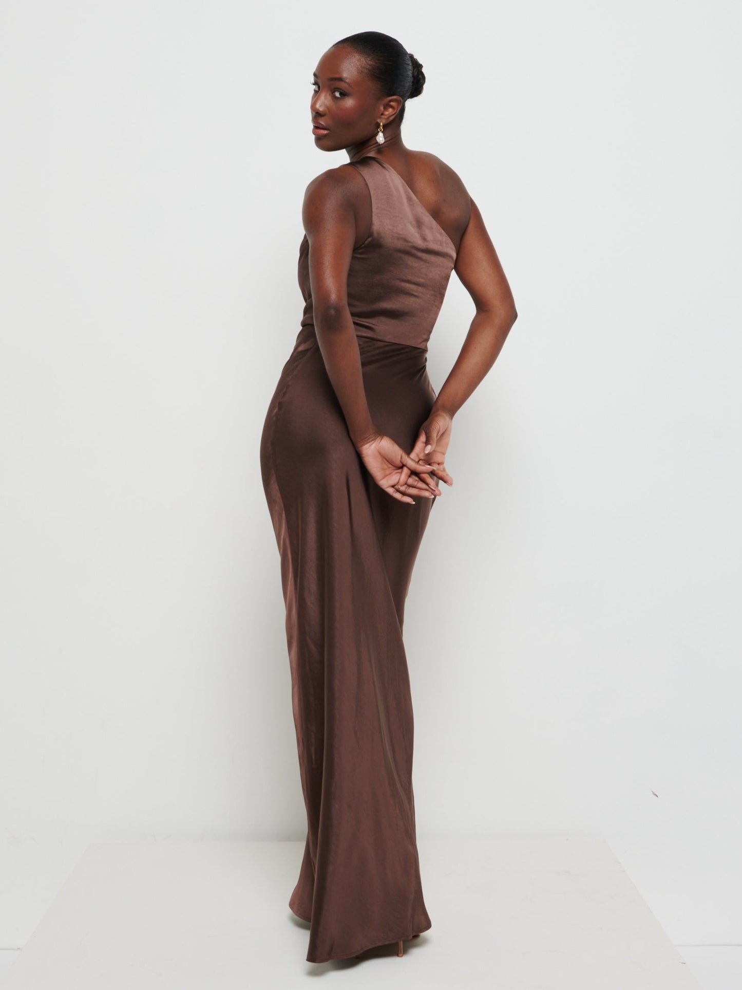 Juliet Ruched Maxi Bridesmaid Dress - Chocolate