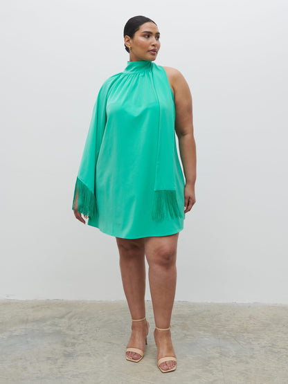Keeley One Shoulder Mini Dress Curve - Jade Green