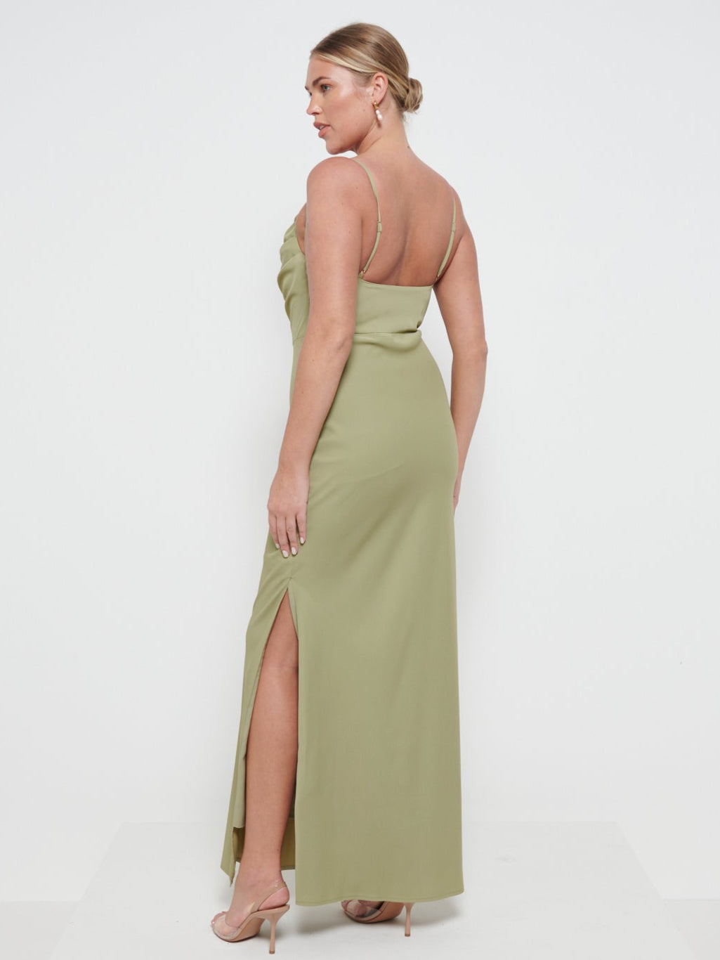 Keisha Cowl Neck Maxi Bridesmaid Dress - Olive