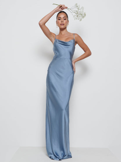 Keisha Maxi Bridesmaid Dress - Dusty Blue