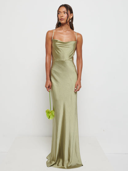 Keisha Maxi Bridesmaid Dress - Matte Olive
