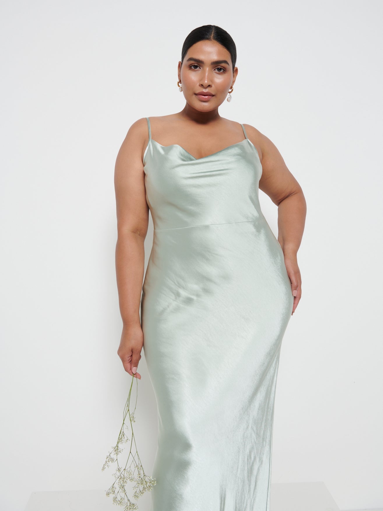 Keisha Maxi Bridesmaid Dress Curve - Matte Sage
