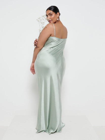 Keisha Maxi Bridesmaid Dress Curve - Matte Sage