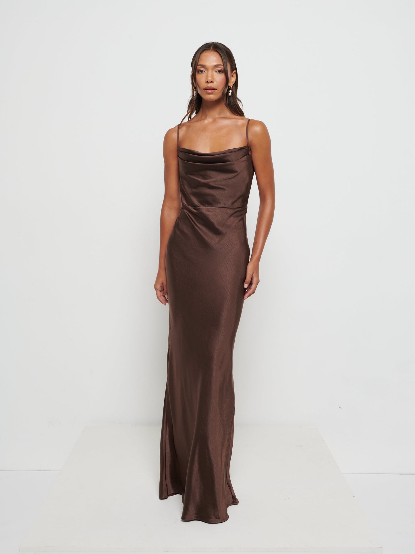 Keisha Scarf Maxi Bridesmaid Dress - Chocolate