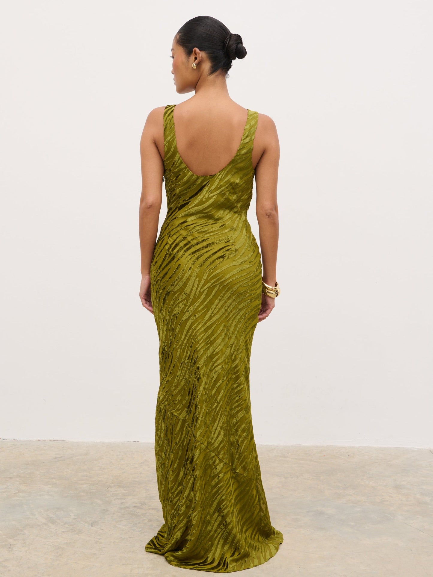 Kendall Scoop Devore Maxi Dress - Tarragon
