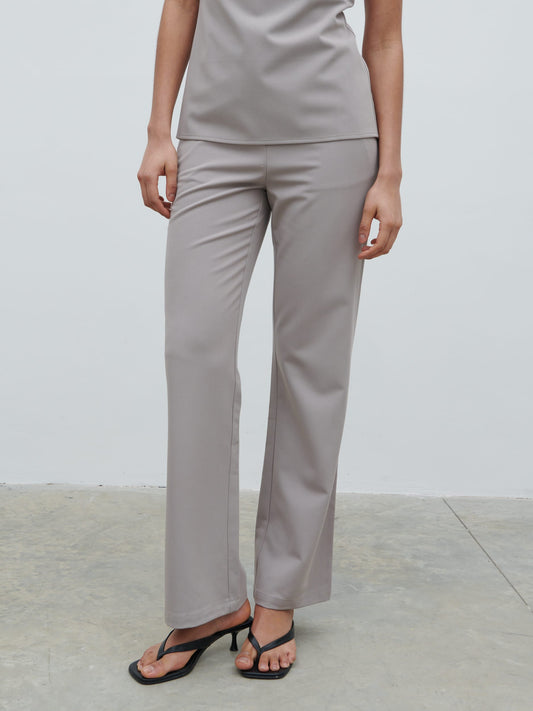 Laria Tailored Slim Leg Trousers - Stone