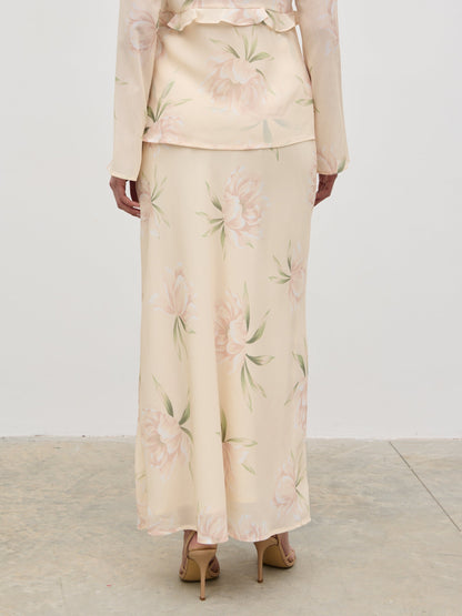 Leoni Maxi Skirt - Cream Floral