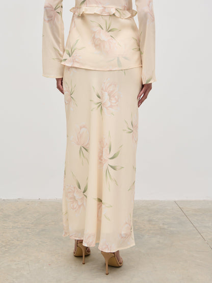 Leoni Maxi Skirt - Cream Floral