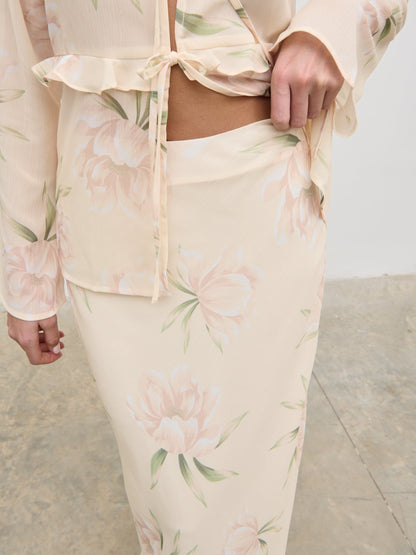 Leoni Maxi Skirt - Cream Floral