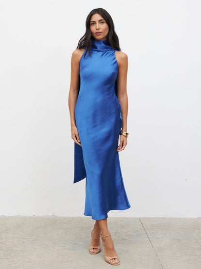 Lethe Drape Scarf Midaxi Dress - Colbalt Blue