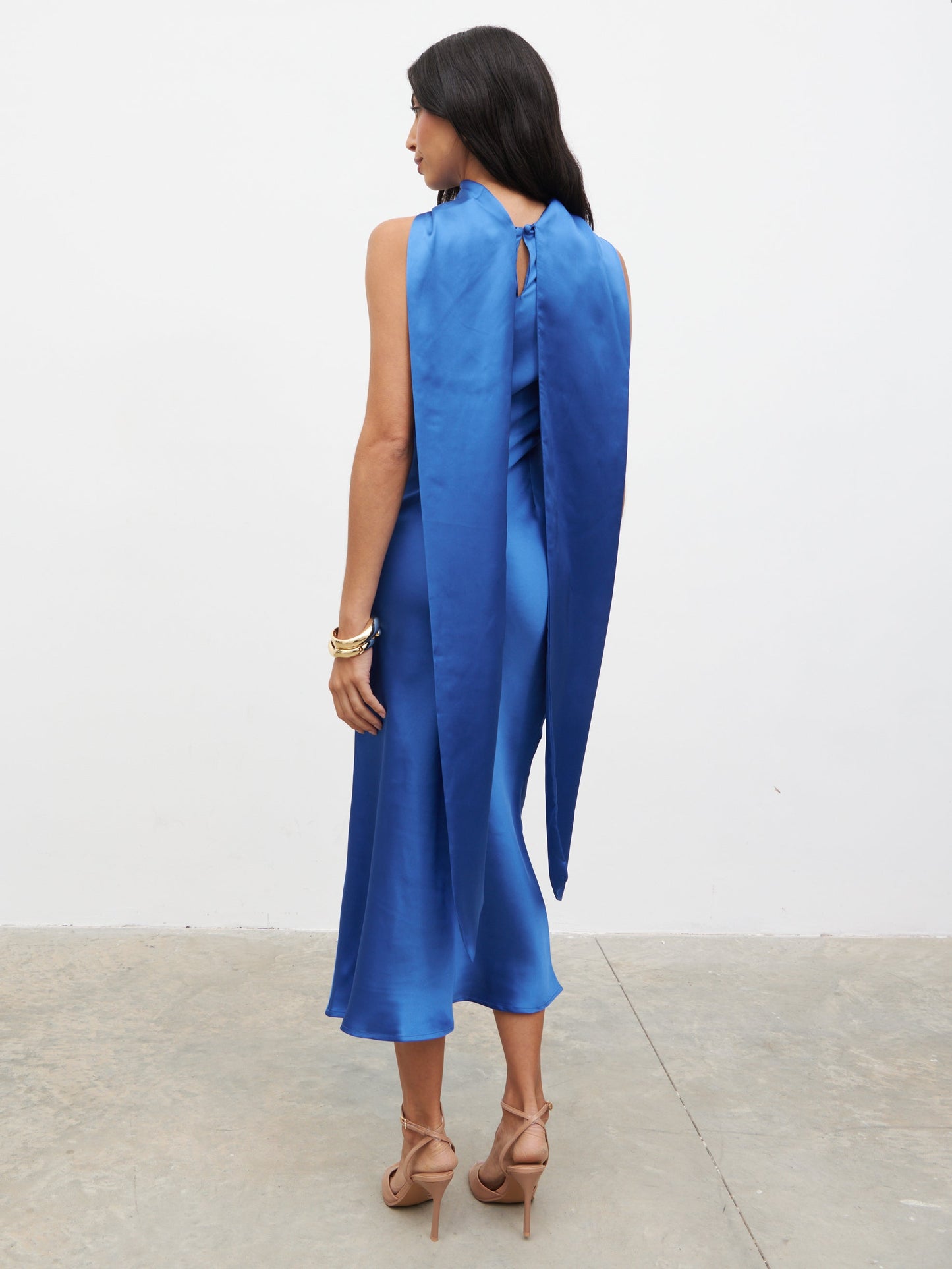 Lethe Drape Scarf Midaxi Dress - Colbalt Blue