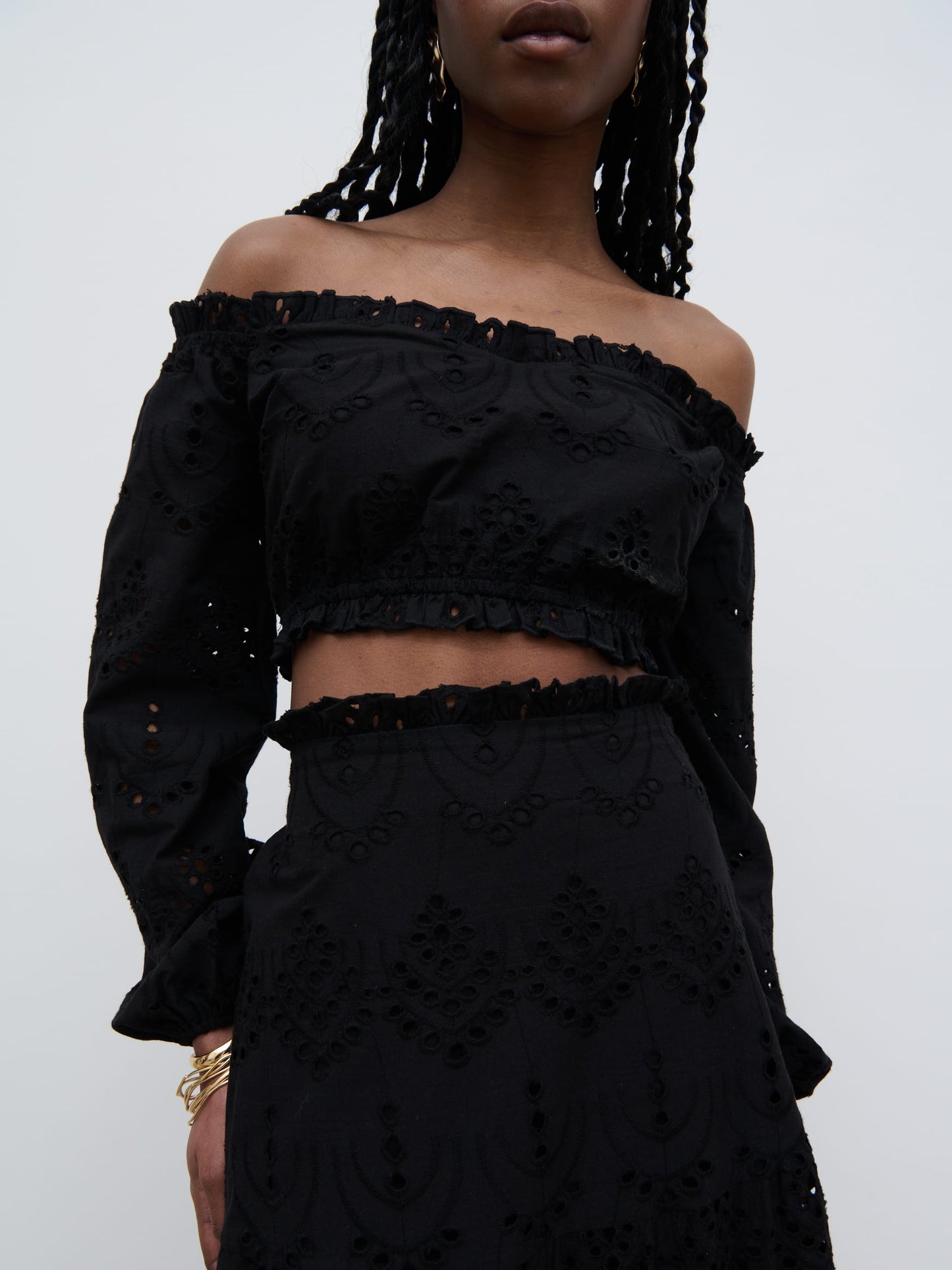 Lilla Broderie Maxi Skirt - Black