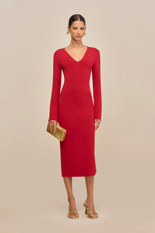 BOA KNIT DRESS - MERLOT