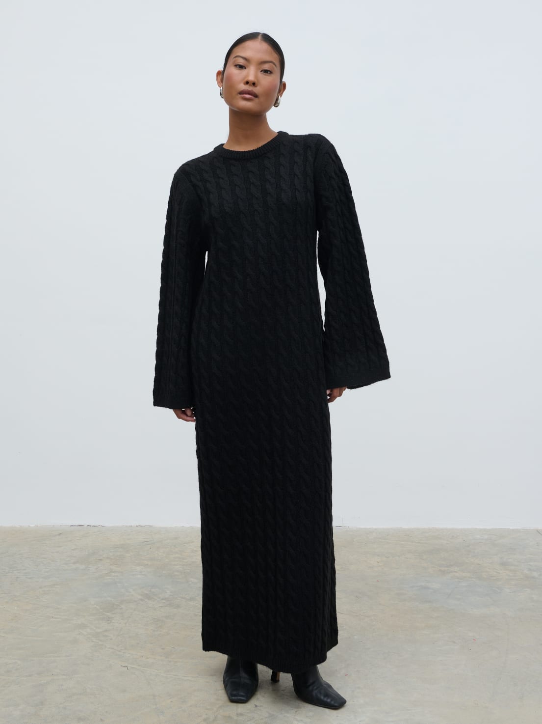 Lorelai Cable Knit Midaxi Dress - Black