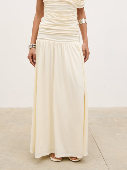 Lydia Ruched Jersey Skirt - Cream