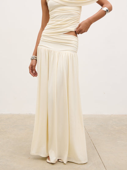 Lydia Ruched Jersey Skirt - Cream