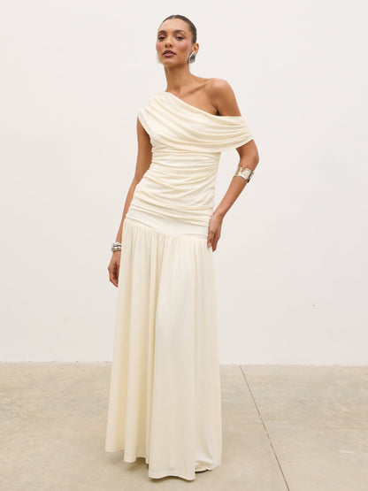 Lydia Ruched Jersey Skirt - Cream