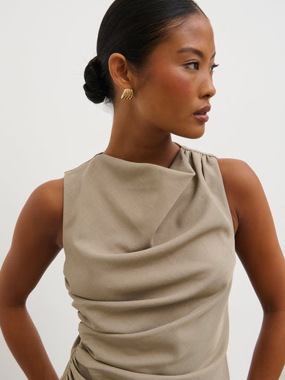 Maeve Ruched Top - Mushroom
