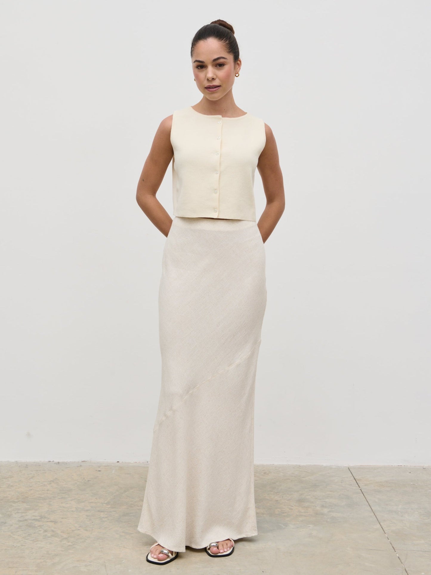 Maisy Linen Blend Maxi Skirt - Natural