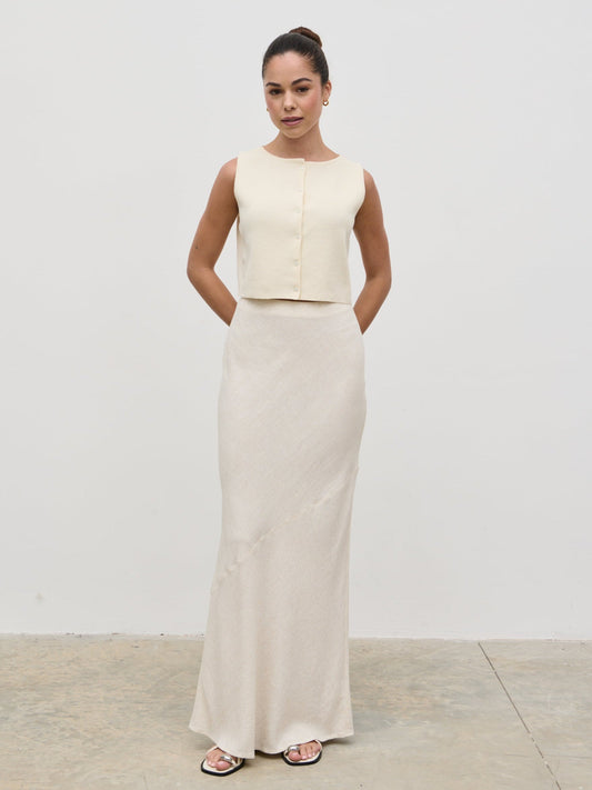 Maisy Linen Blend Maxi Skirt - Natural