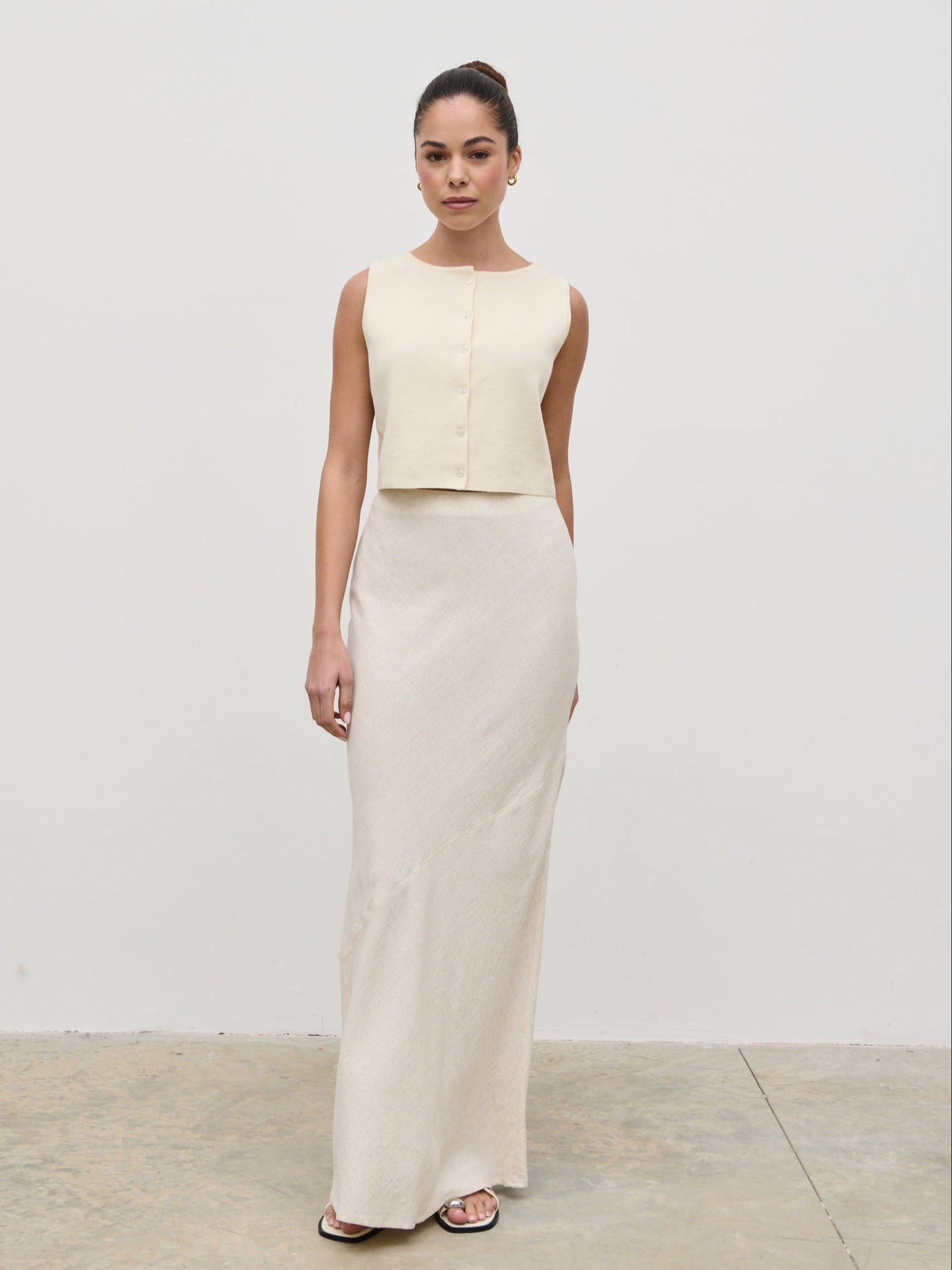 Maisy Linen Blend Maxi Skirt - Natural