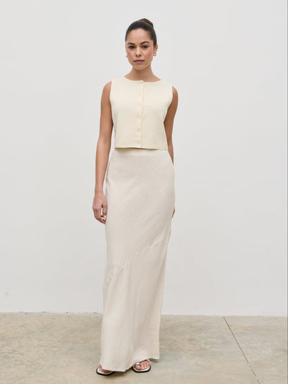 Maisy Linen Blend Maxi Skirt - Natural