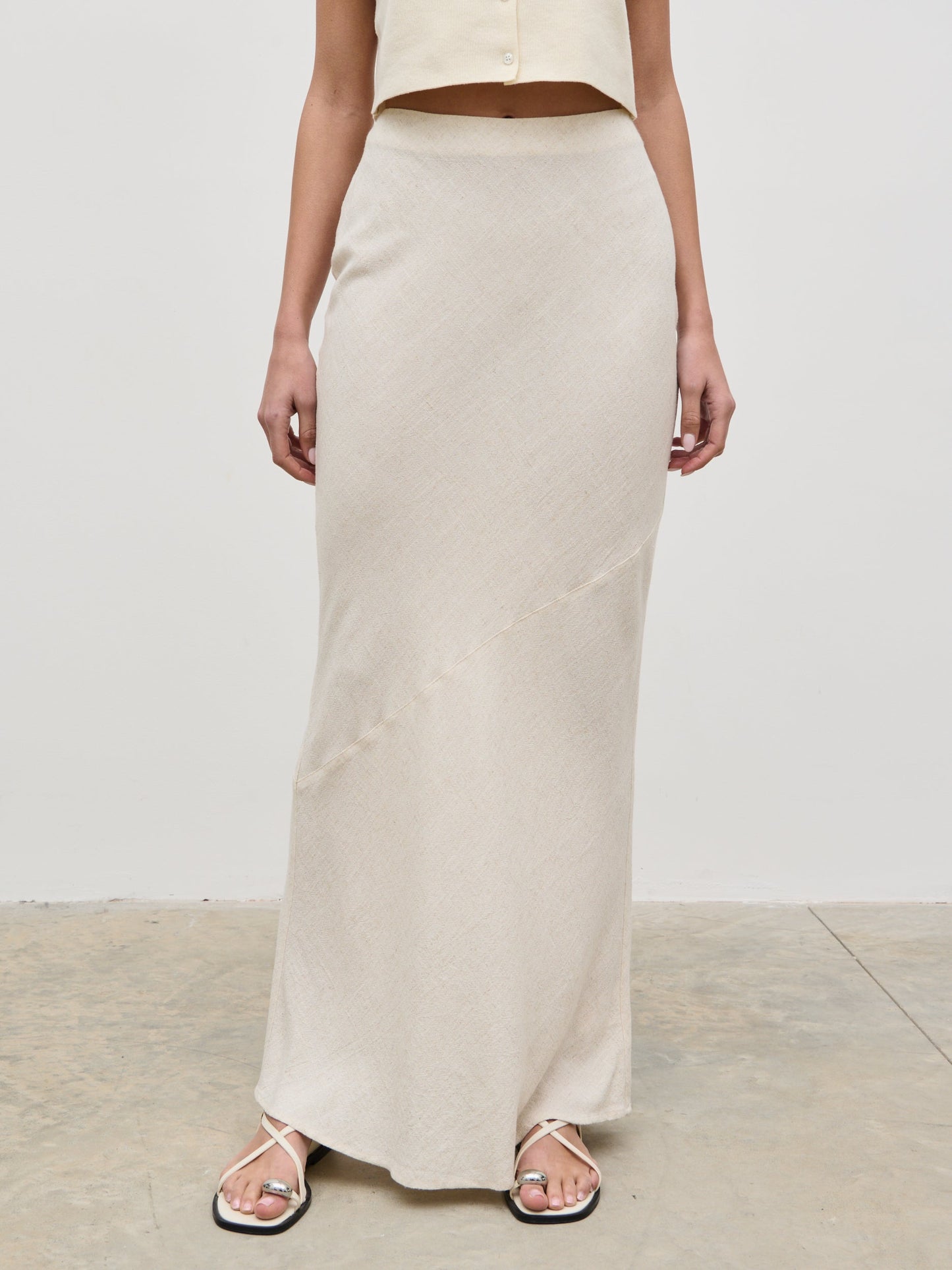Maisy Linen Blend Maxi Skirt - Natural