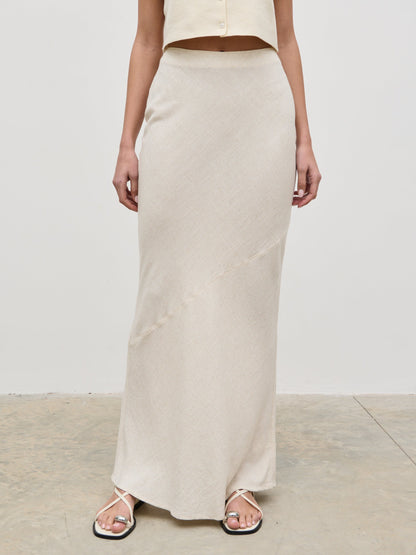 Maisy Linen Blend Maxi Skirt - Natural