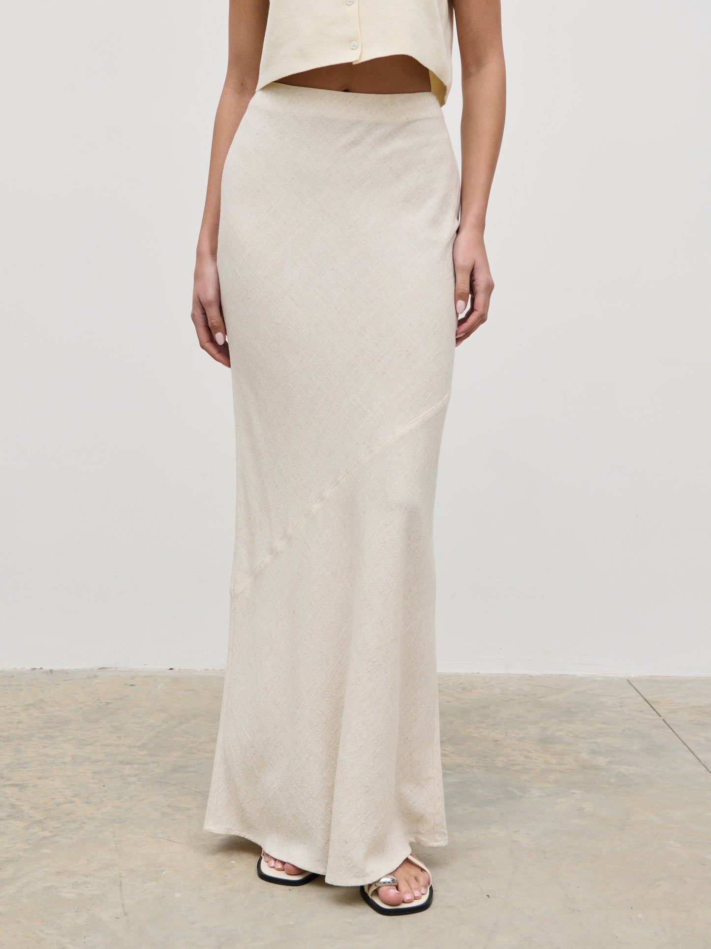 Maisy Linen Blend Maxi Skirt - Natural