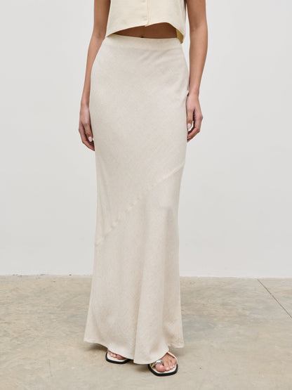 Maisy Linen Blend Maxi Skirt - Natural