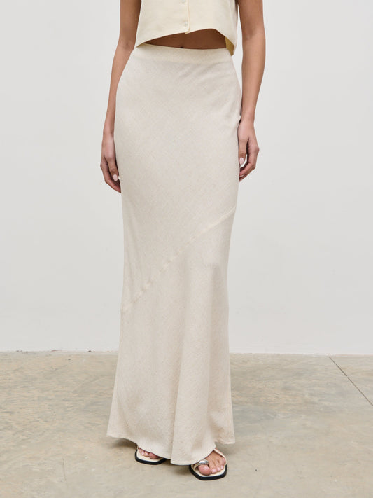 Maisy Linen Blend Maxi Skirt - Natural