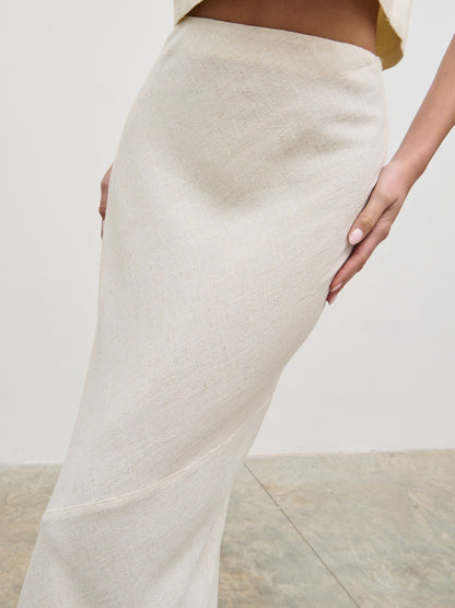 Maisy Linen Blend Maxi Skirt - Natural