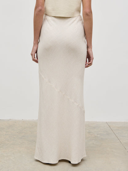 Maisy Linen Blend Maxi Skirt - Natural