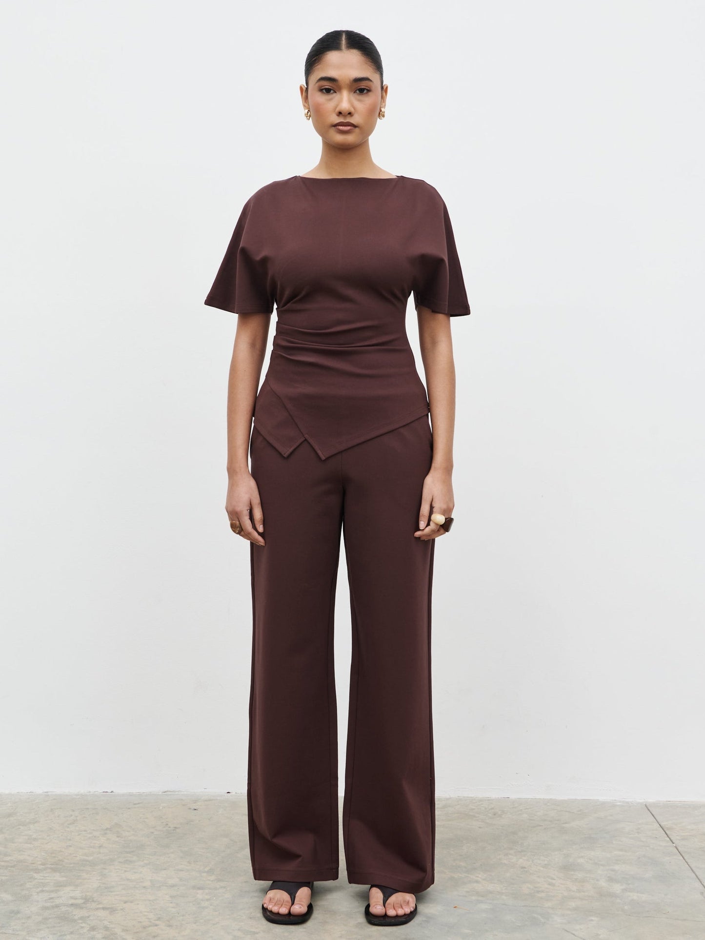 Marni Pleated Jersey Top - Brown