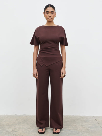 Marni Pleated Jersey Top - Brown