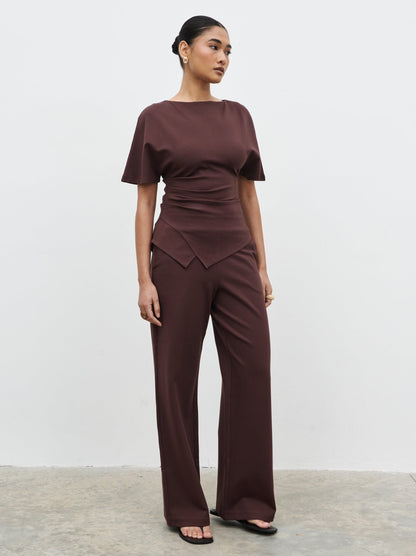 Marni Pleated Jersey Top - Brown
