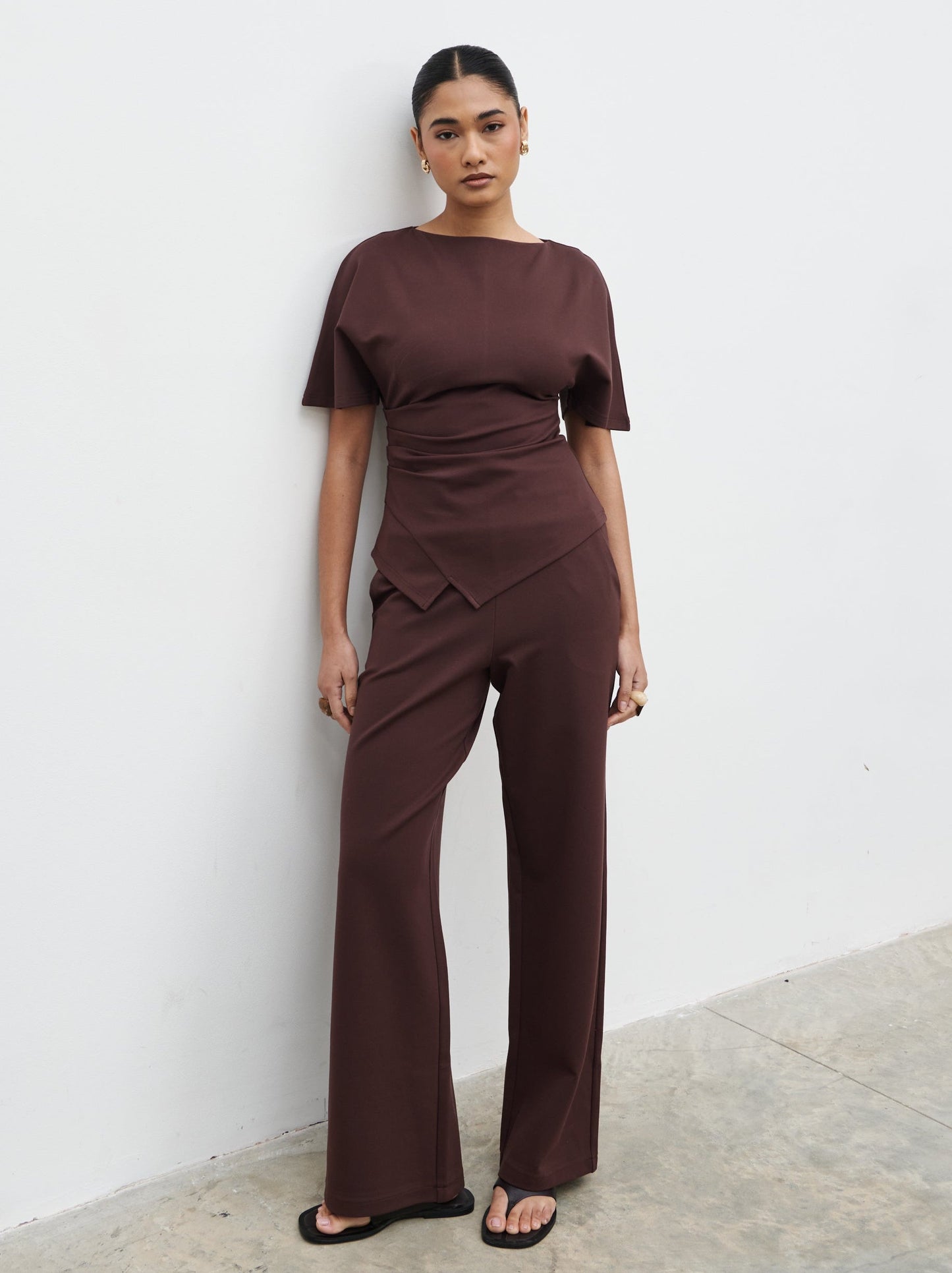 Marni Pleated Jersey Top - Brown