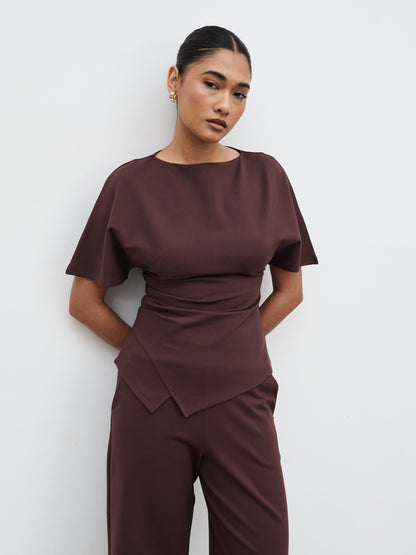 Marni Pleated Jersey Top - Brown
