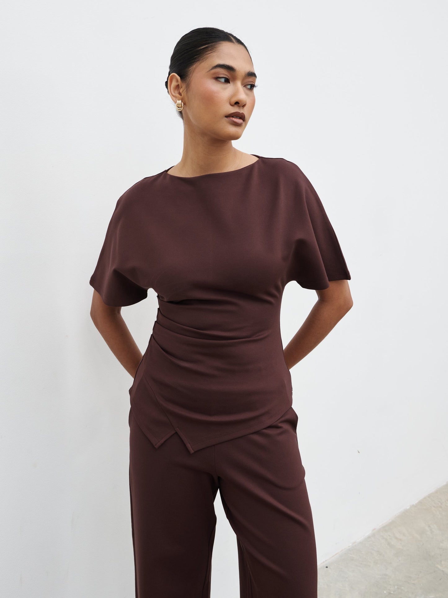 Marni Pleated Jersey Top - Brown