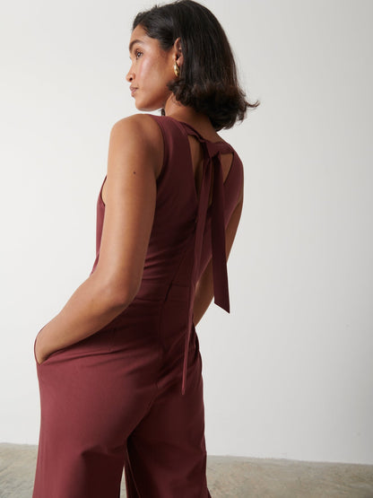 Miley Tie Back Jumpsuit - Wine
